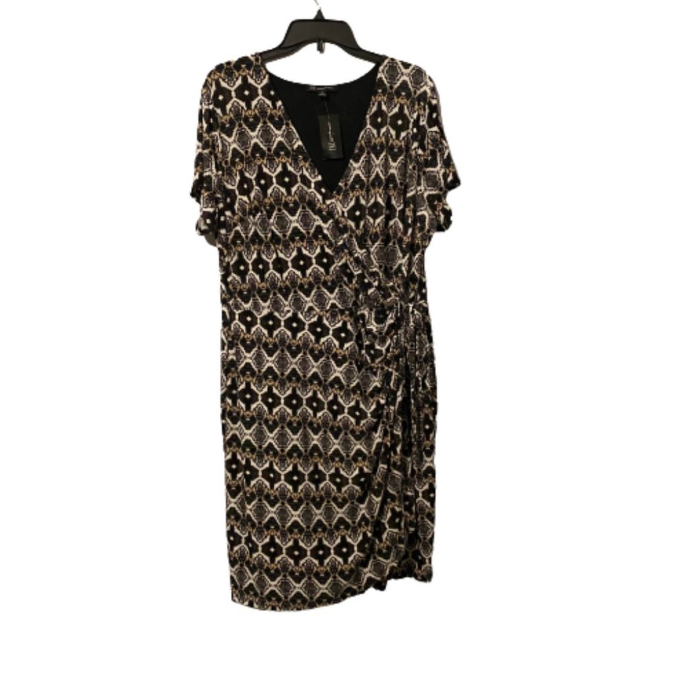 NWT INC Black Tan Wrap Dress